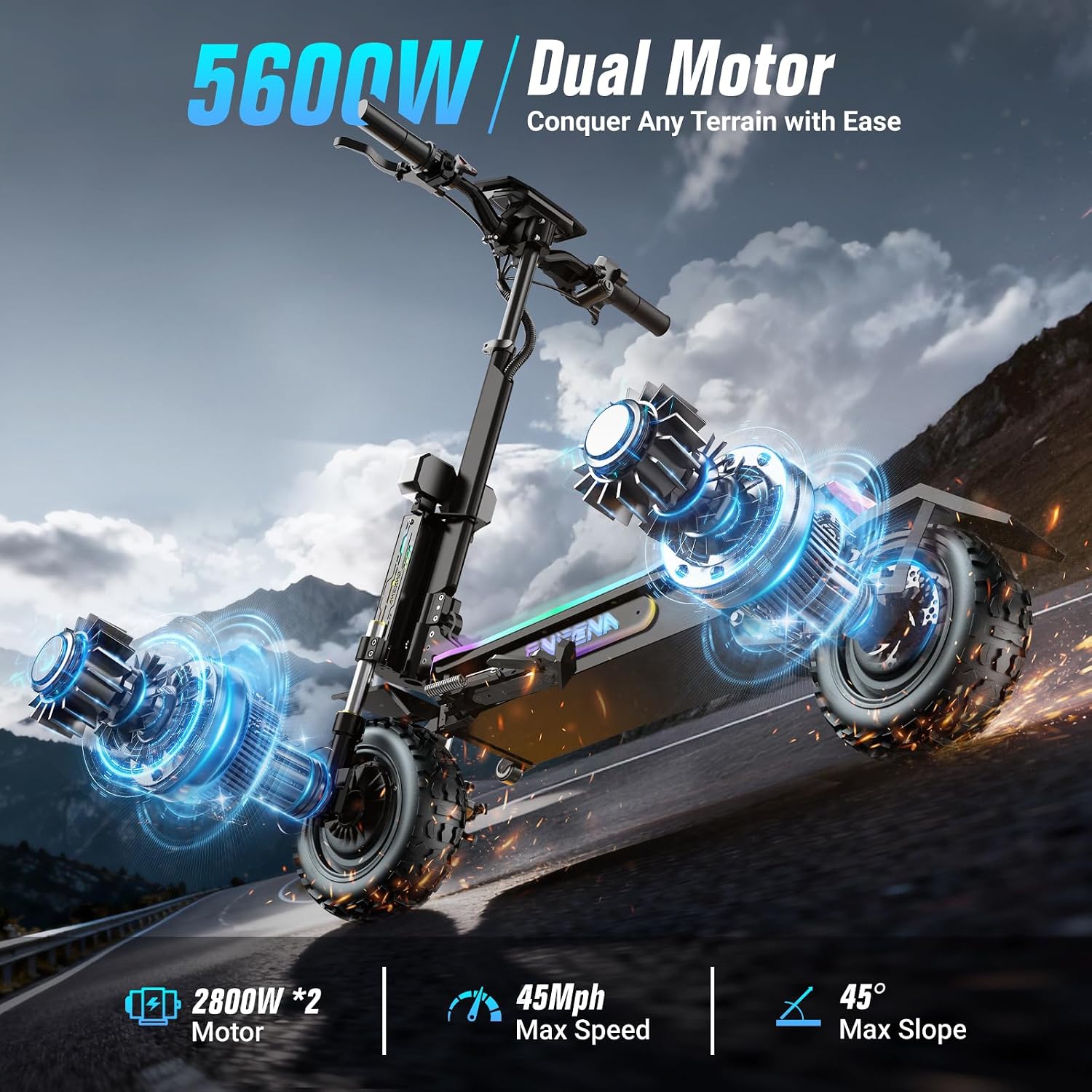GT7 Elektroroller für Erwachse – 60V 5600W Dual Motor Electric Scooter Bewertung und Preis